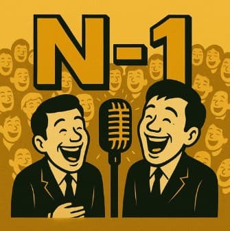 黄色地に「N-1」の文字と、マイクを挟んで笑う漫才師2人のイラスト